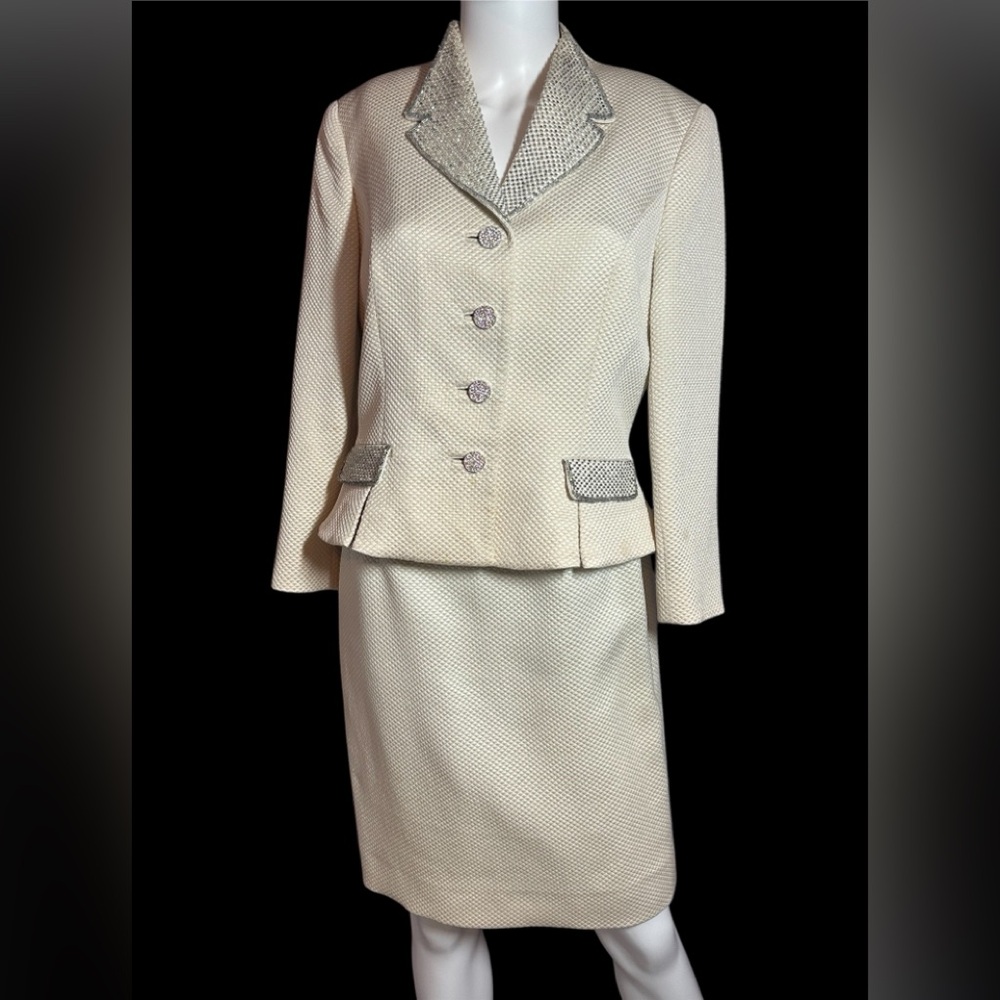 Vintage 1980’s‎ Rickie Freeman Skirt Suit w/Embellished Jacket, SZ 8